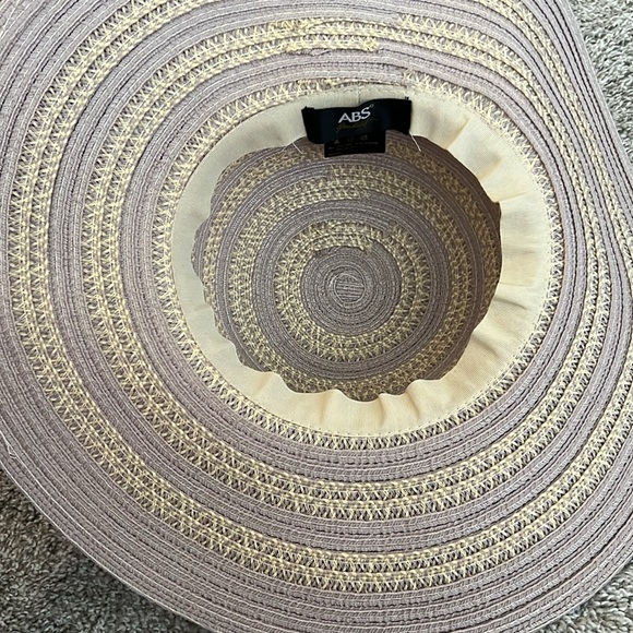 ABS Allen Schwartz Pastel Purple + Beige Floppy Beach Derby Hat - Picture 3 of 3